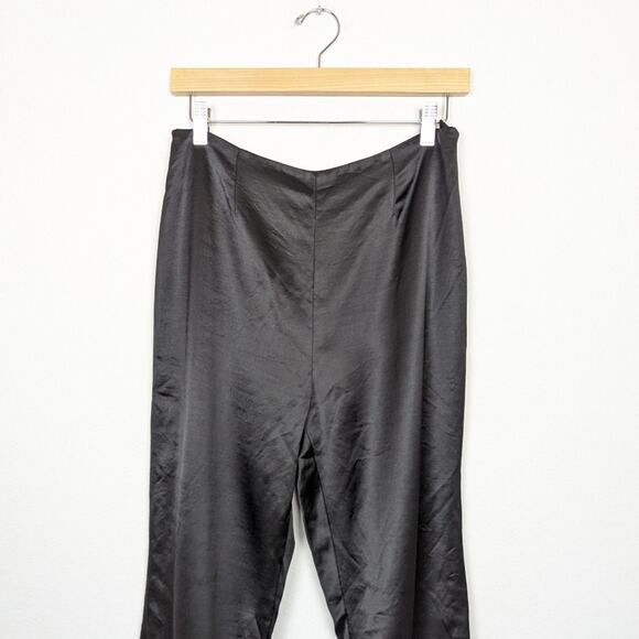 Vintage Etcetera Black Satin Side Zip Wool Blend Trousers Size 8 - Picture 4 of 6
